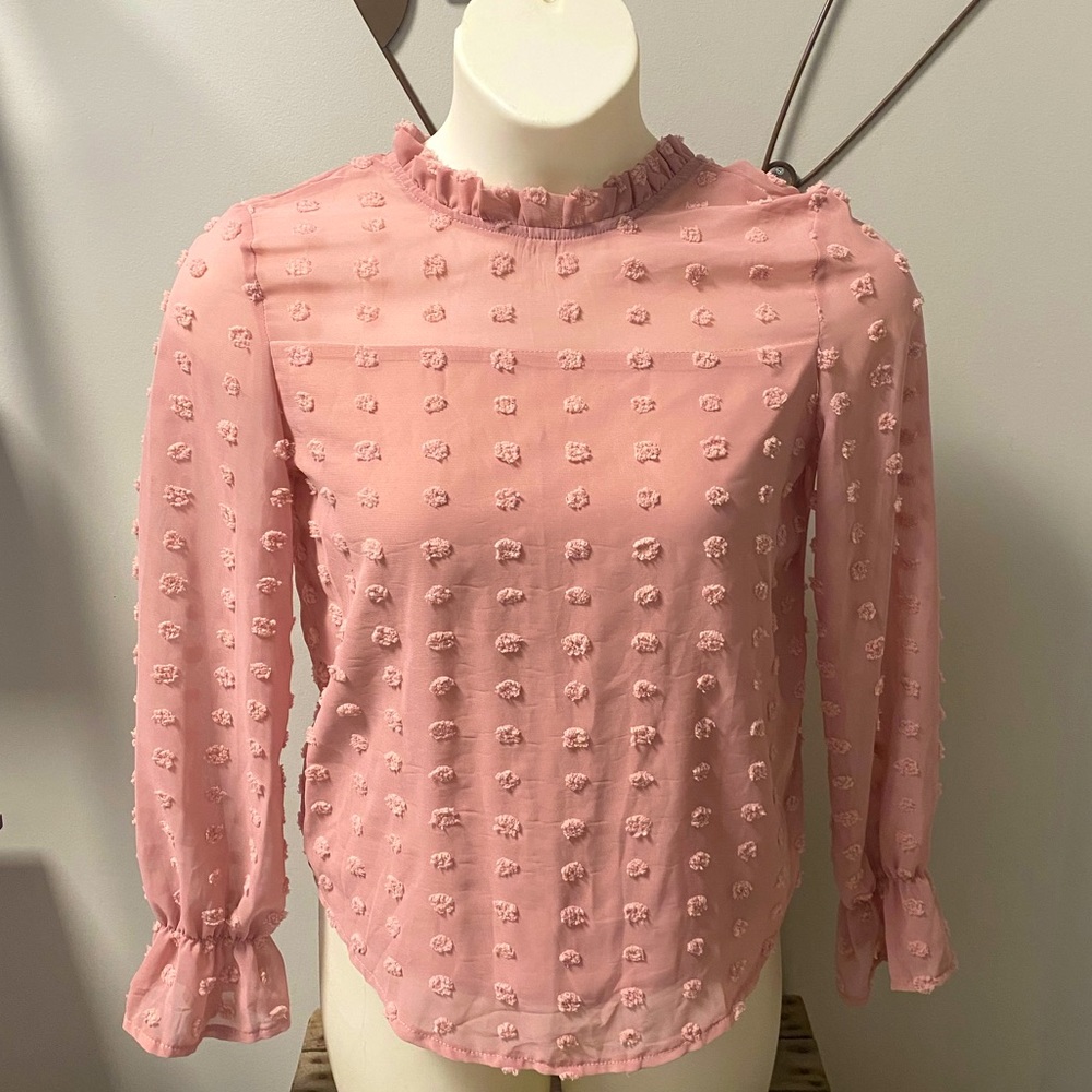 Small pink Swiss Dot blouse. SHEIN NWOT